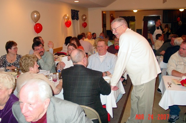 Ladies Night 2007 - Secretary and department elderstatesman Al Grant works the crowd.