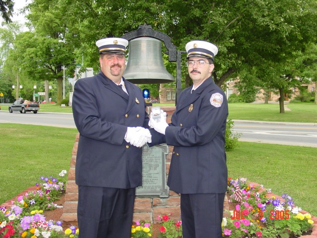 July 2005 - Past Chief James Mason is presented his ring by Chief Taylor for 25 years of consecutive service