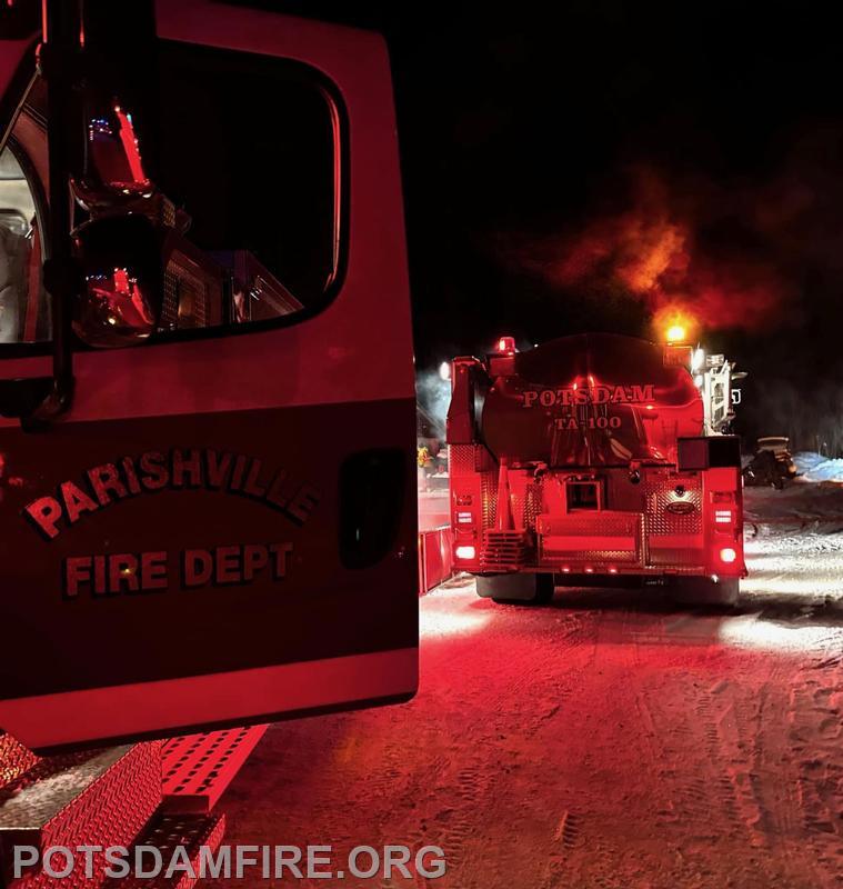 2024- TA-100 on scene of a garage fire in Parishville