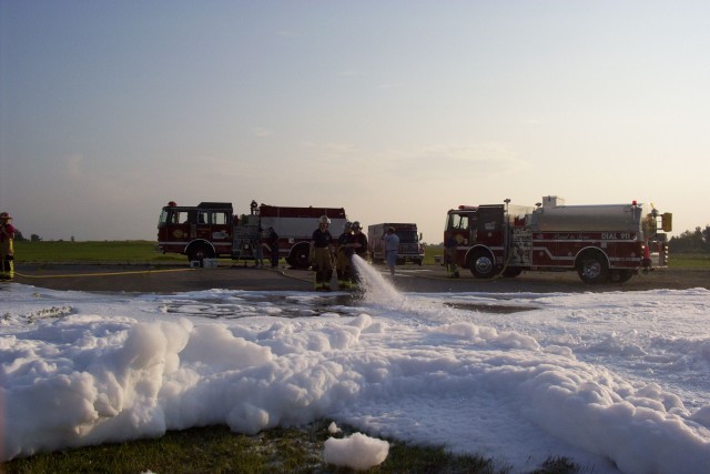 July 2004 - Monthly training drill on firefighting foam applications at the Potsdam Airport