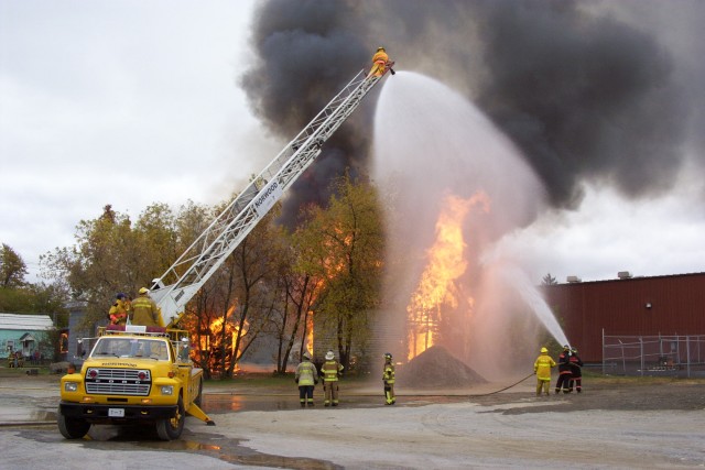 October 2004 - Live fire training burn at 32 Pine Street (Norwood T-7 supplying water curtain)