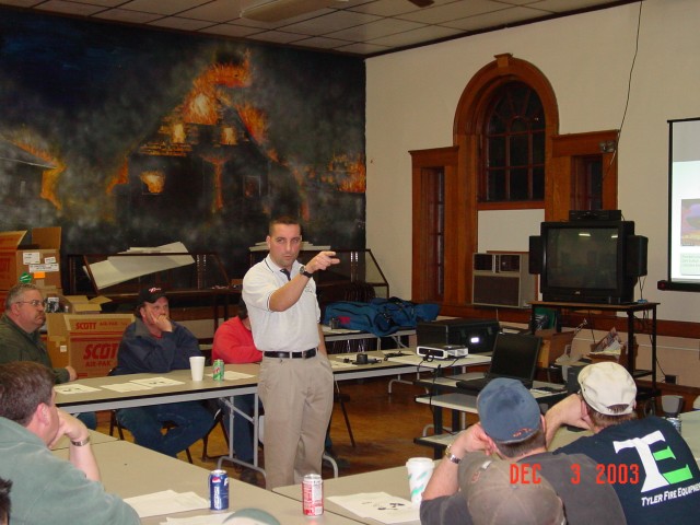 December 2003 - Tyler Fire Equipment Representative Tim Burgess presenting the classroom training on the Scott Eagle 160 Thermal Imaging Camera