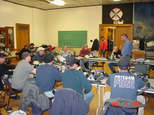 December 2003 - Tyler Fire Equipment Representative Tim Burgess presenting the classroom training on the new Scott 4.5 SCBA