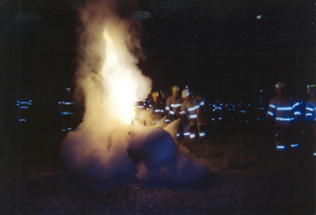 Extinguisher training on the gas props at George E. Briggs Training Center in West Potsdam